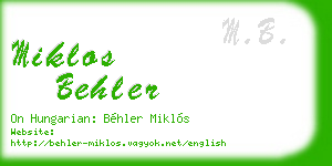 miklos behler business card